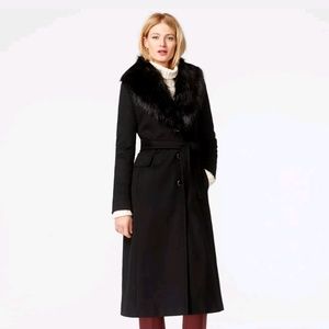 calvin klein faux fur maxi coat